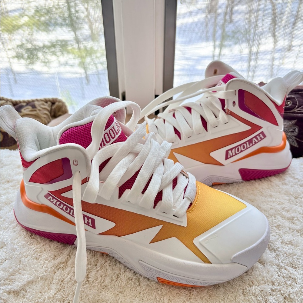 Women's White and Orange Sneakers